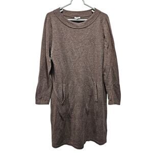 J.Jill Pure Jill Wool Blend Knit Dress Womens Medium Brown Long Sleeve Pockets
